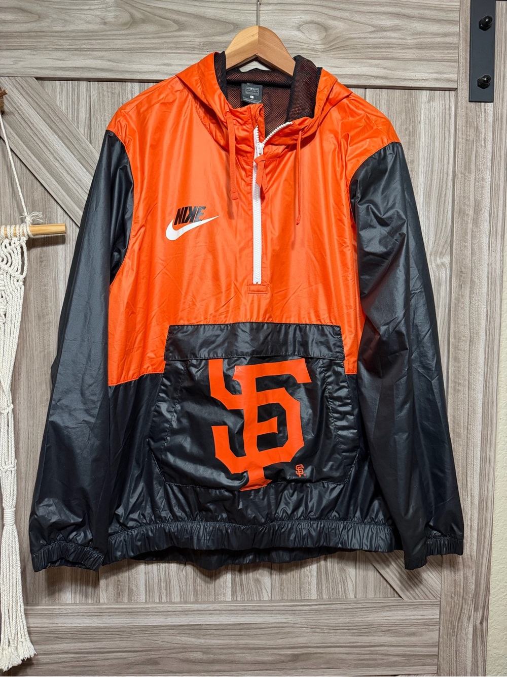 Nike Orange and Black San Francisco Giants Pullover Windbreaker
